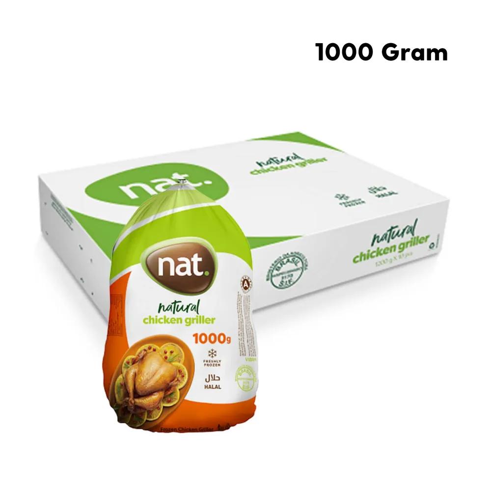 Premium NAT Chicken Griller 1000g for wholesale and international export. HALAL-certified, naturally seasoned, free from additives, perfect for grilling and roasting. 12-month shelf life. Efficient container loading. Reliable UK-based supplier.