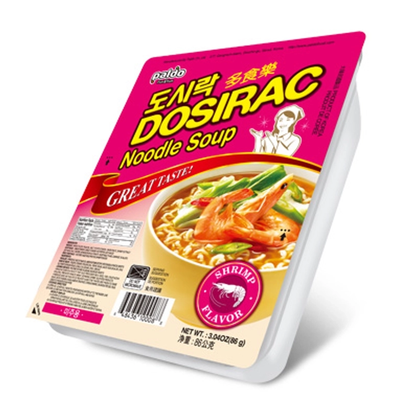 Purchase Paldo Dosirac Shrimp Flavor Instant Noodles in bulk from Best Alpha Limited. Enjoy a flavorful shrimp soup noodle ready in just 3 minutes. Wholesale & export available.