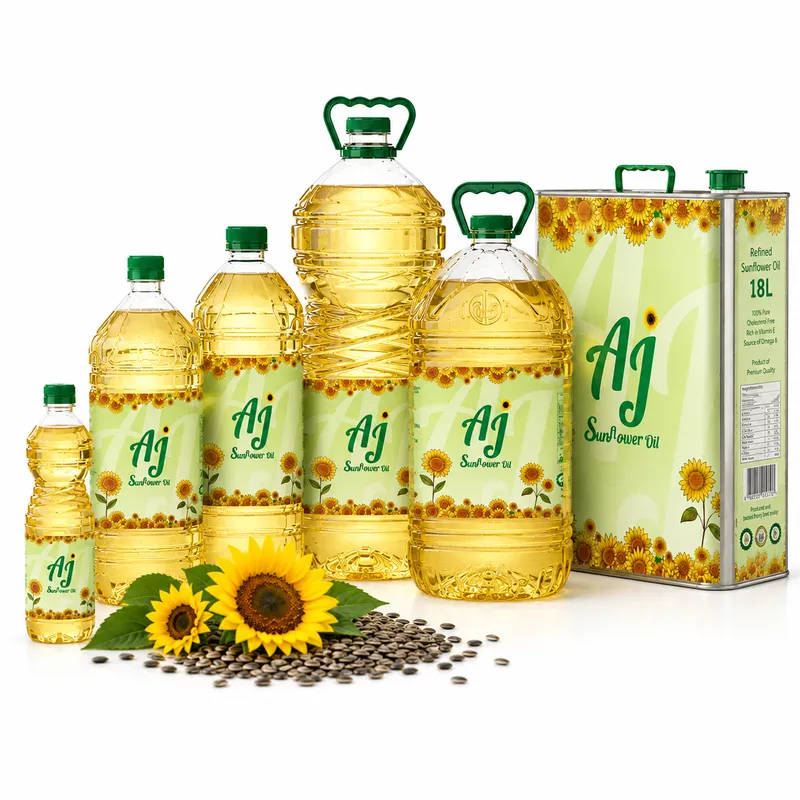 Raffiniertes Sonnenblumenöl in Großhandels-Exportgebinden zu 1 L, 5 L und 20 L